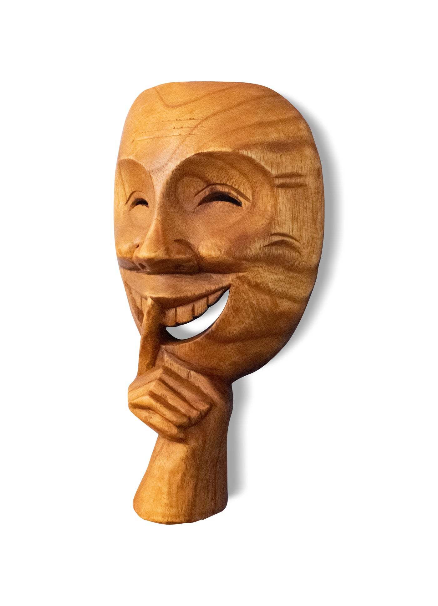 Wooden Handmade Abstract Mask Sculpture "Silent Man" Handcrafted Figurine Decor Hand Carved Statue