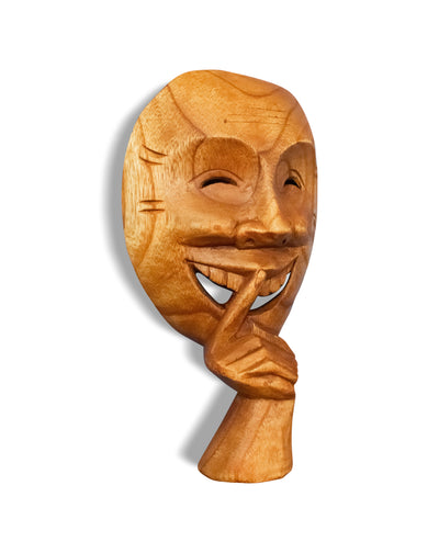 Wooden Handmade Abstract Mask Sculpture "Silent Man" Handcrafted Figurine Decor Hand Carved Statue