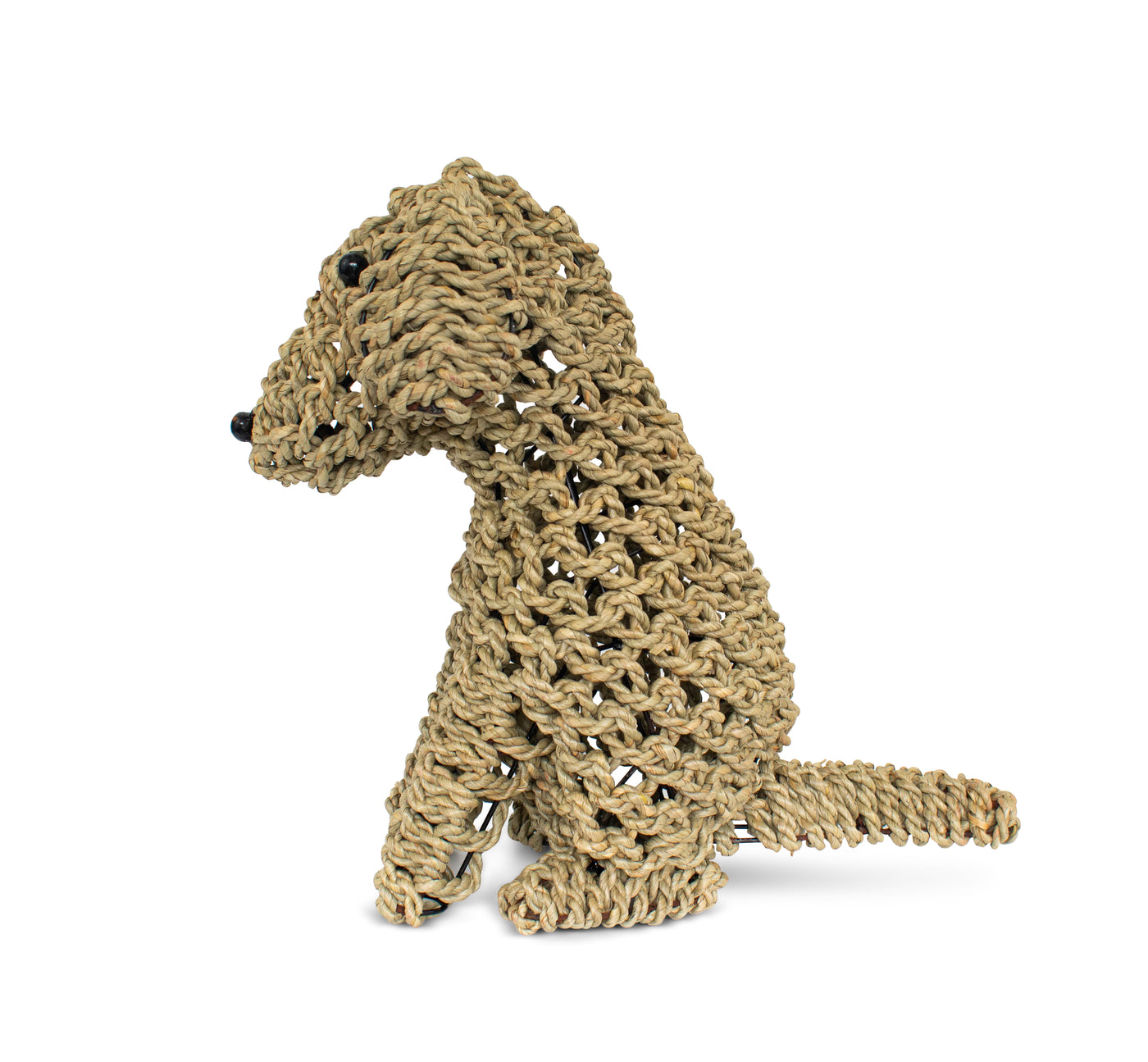 13" Hand Woven Seagrass Sitting Labradoodle Dog Statue Sculpture Figurine Home Decor Decorative Handmade Handcrafted Gift Art Decoration Artwork Cute Puppy