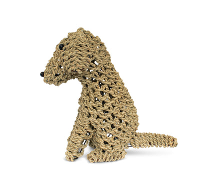 13" Hand Woven Seagrass Sitting Labradoodle Dog Statue Sculpture Figurine Home Decor Decorative Handmade Handcrafted Gift Art Decoration Artwork Cute Puppy