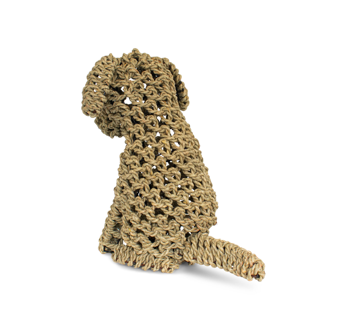 13" Hand Woven Seagrass Sitting Labradoodle Dog Statue Sculpture Figurine Home Decor Decorative Handmade Handcrafted Gift Art Decoration Artwork Cute Puppy