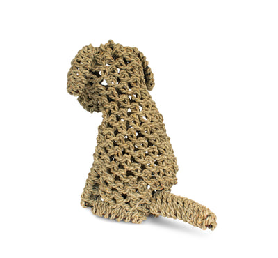 13" Hand Woven Seagrass Sitting Labradoodle Dog Statue Sculpture Figurine Home Decor Decorative Handmade Handcrafted Gift Art Decoration Artwork Cute Puppy