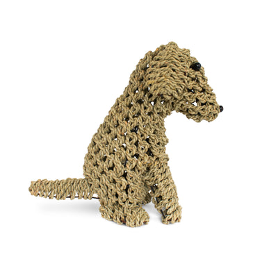 13" Hand Woven Seagrass Sitting Labradoodle Dog Statue Sculpture Figurine Home Decor Decorative Handmade Handcrafted Gift Art Decoration Artwork Cute Puppy