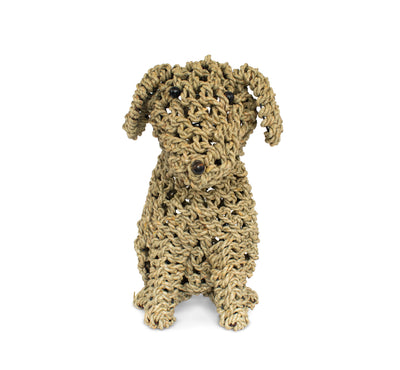13" Hand Woven Seagrass Sitting Labradoodle Dog Statue Sculpture Figurine Home Decor Decorative Handmade Handcrafted Gift Art Decoration Artwork Cute Puppy