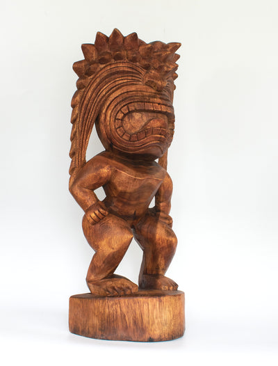 24" Extra Large Wooden Hand Carved Primitive Tribal Spiky Hair Statue Sculpture Tiki Bar Totem Handcrafted Unique Gift Home Decor Accent Figurine Artwork Handmade