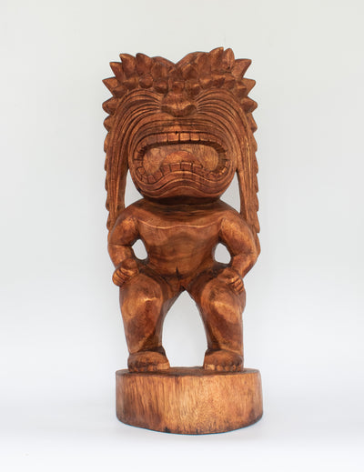 24" Extra Large Wooden Hand Carved Primitive Tribal Spiky Hair Statue Sculpture Tiki Bar Totem Decor Figurine
