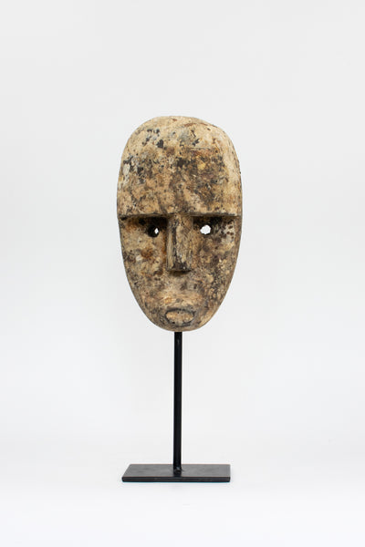 Wooden Primitive Tribal Timor Ancestral Mask on Stand Statue Hand Carved Sculpture Figurine 