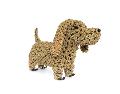 17" Hand Woven Seagrass Wiener Dog Statue Sculpture Figurine Home Decor Decorative Handmade Handcrafted Gift Art Decoration Artwork Cute Puppy