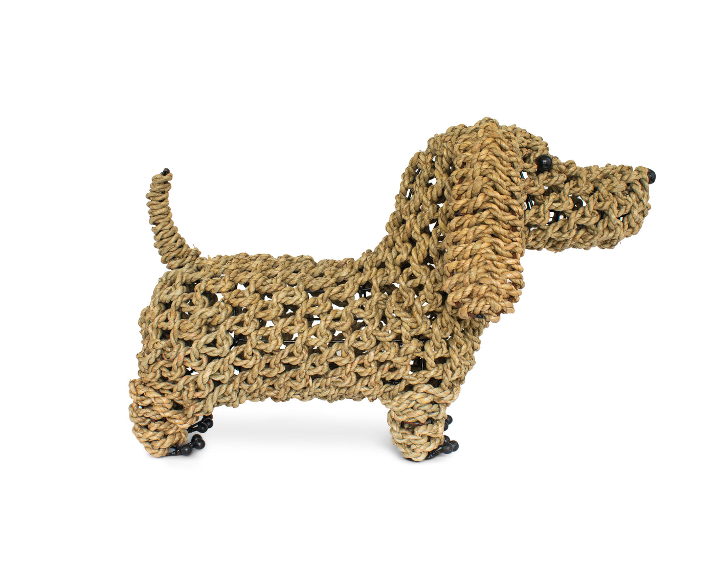 17" Hand Woven Seagrass Wiener Dog Statue Sculpture Figurine Home Decor Decorative Handmade Handcrafted Gift Art Decoration Artwork Cute Puppy