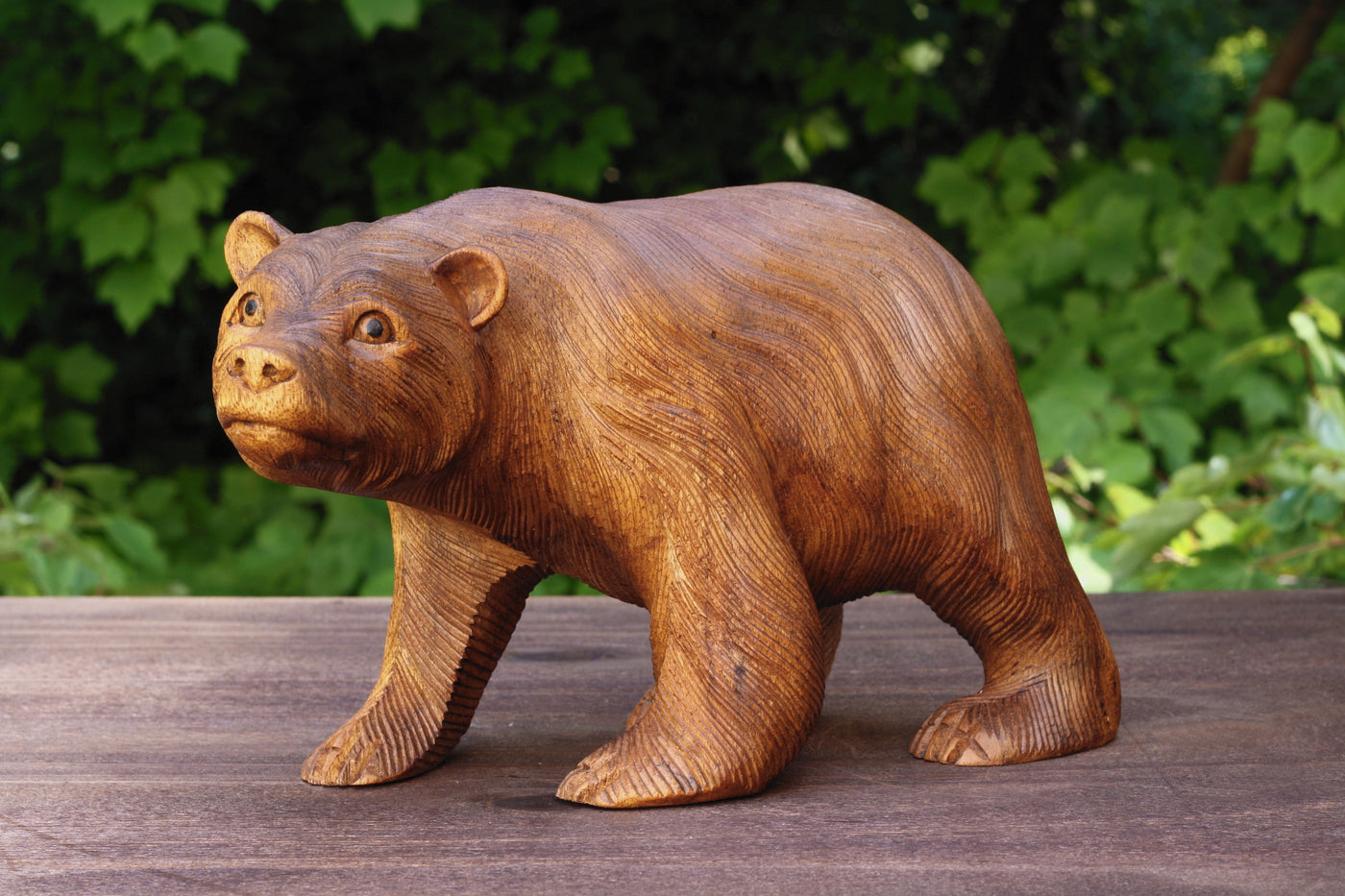 Wooden Hand Carved Bear Statue Handcrafted Handmade Figurine Sculpture Lodge Cabin Home Decor Accent Decoration Art