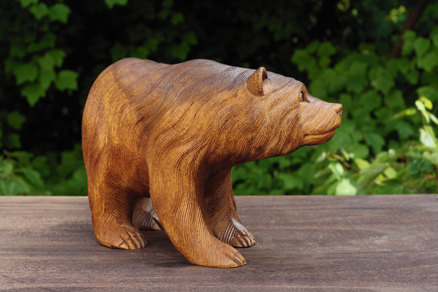 Wooden Hand Carved Bear Statue Handcrafted Handmade Figurine Sculpture Lodge Cabin Home Decor Accent Decoration Art