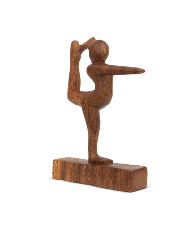 8" Wooden Handmade Mini Yoga Figurines, Yoga Pose Statue, Yoga Room Studio Decor, Mindful Home Decor Yogi Gift, Decorative Shelf Decor Objects - Dancer Pose - Arm Variation