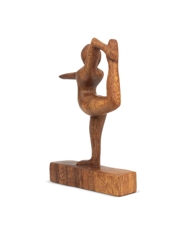 8" Wooden Handmade Mini Yoga Figurines, Yoga Pose Statue, Yoga Room Studio Decor, Mindful Home Decor Yogi Gift, Decorative Shelf Decor Objects - Dancer Pose - Arm Variation