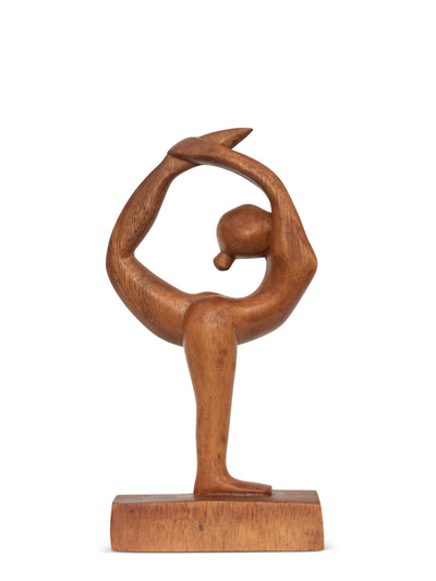 8" Wooden Handmade Mini Yoga Figurines, Yoga Pose Statue, Yoga Room Studio Decor, Mindful Home Decor Yogi Gift, Decorative Shelf Decor Objects - Dancer Pose - Both Hands Holding Foot