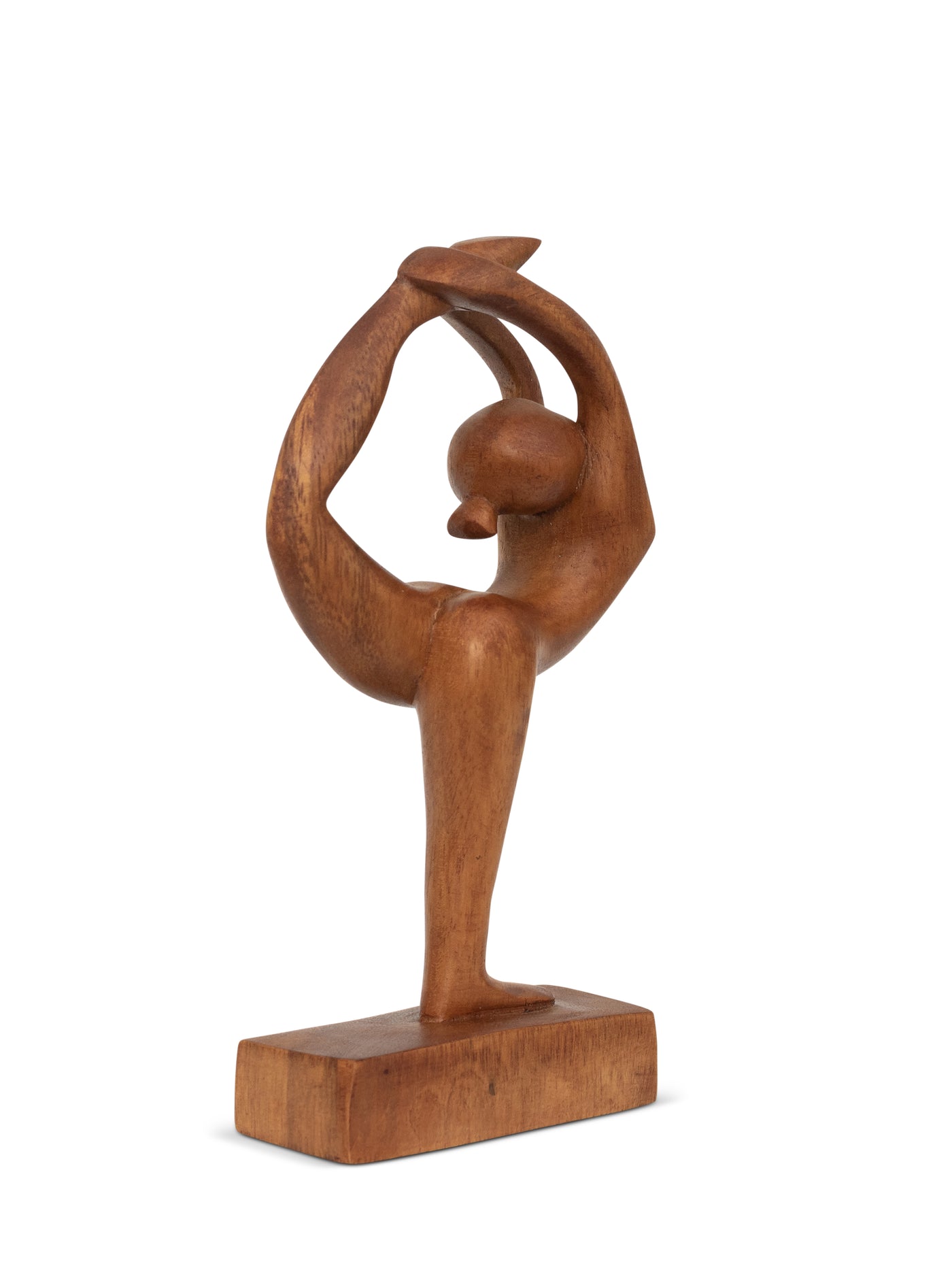8" Wooden Handmade Mini Yoga Figurines, Yoga Pose Statue, Yoga Room Studio Decor, Mindful Home Decor Yogi Gift, Decorative Shelf Decor Objects - Dancer Pose - Both Hands Holding Foot