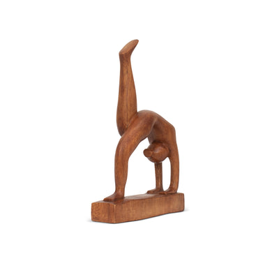 8" Wooden Handmade Mini Yoga Figurines, Yoga Pose Statue, Yoga Room Studio Decor, Mindful Home Decor Yogi Gift, Decorative Shelf Decor Objects - One-Legged Wheel Pose - Heel Down
