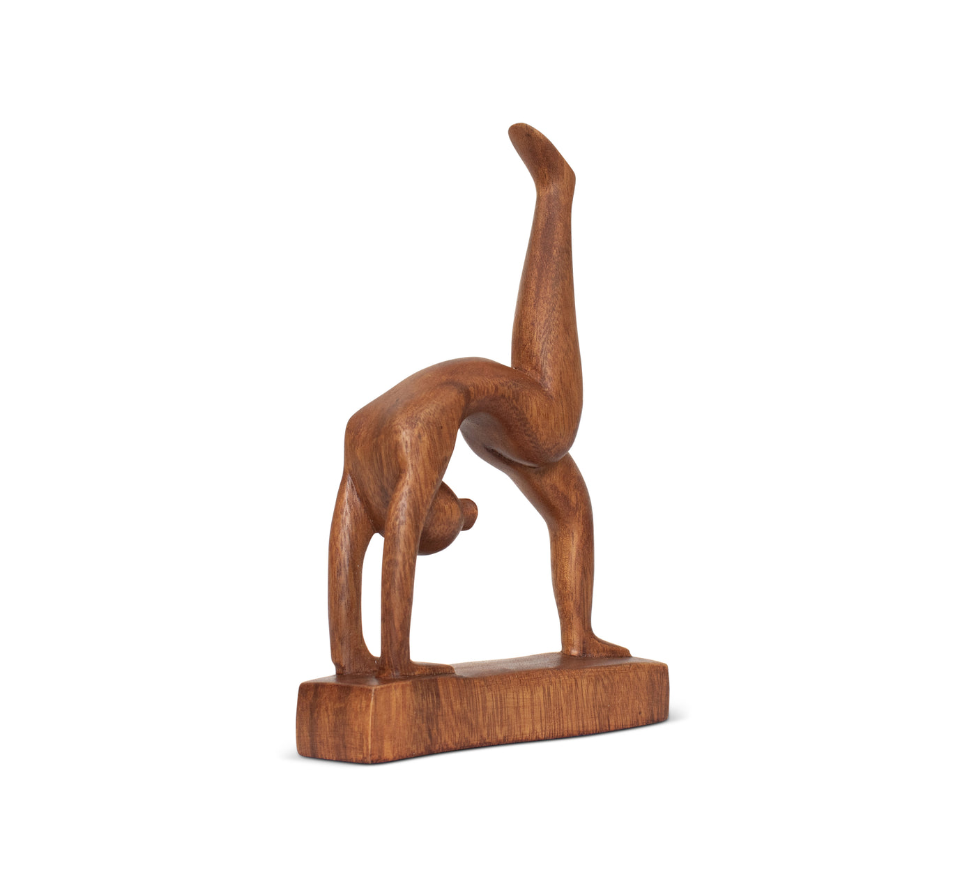 8" Wooden Handmade Mini Yoga Figurines, Yoga Pose Statue, Yoga Room Studio Decor, Mindful Home Decor Yogi Gift, Decorative Shelf Decor Objects - One-Legged Wheel Pose - Heel Down