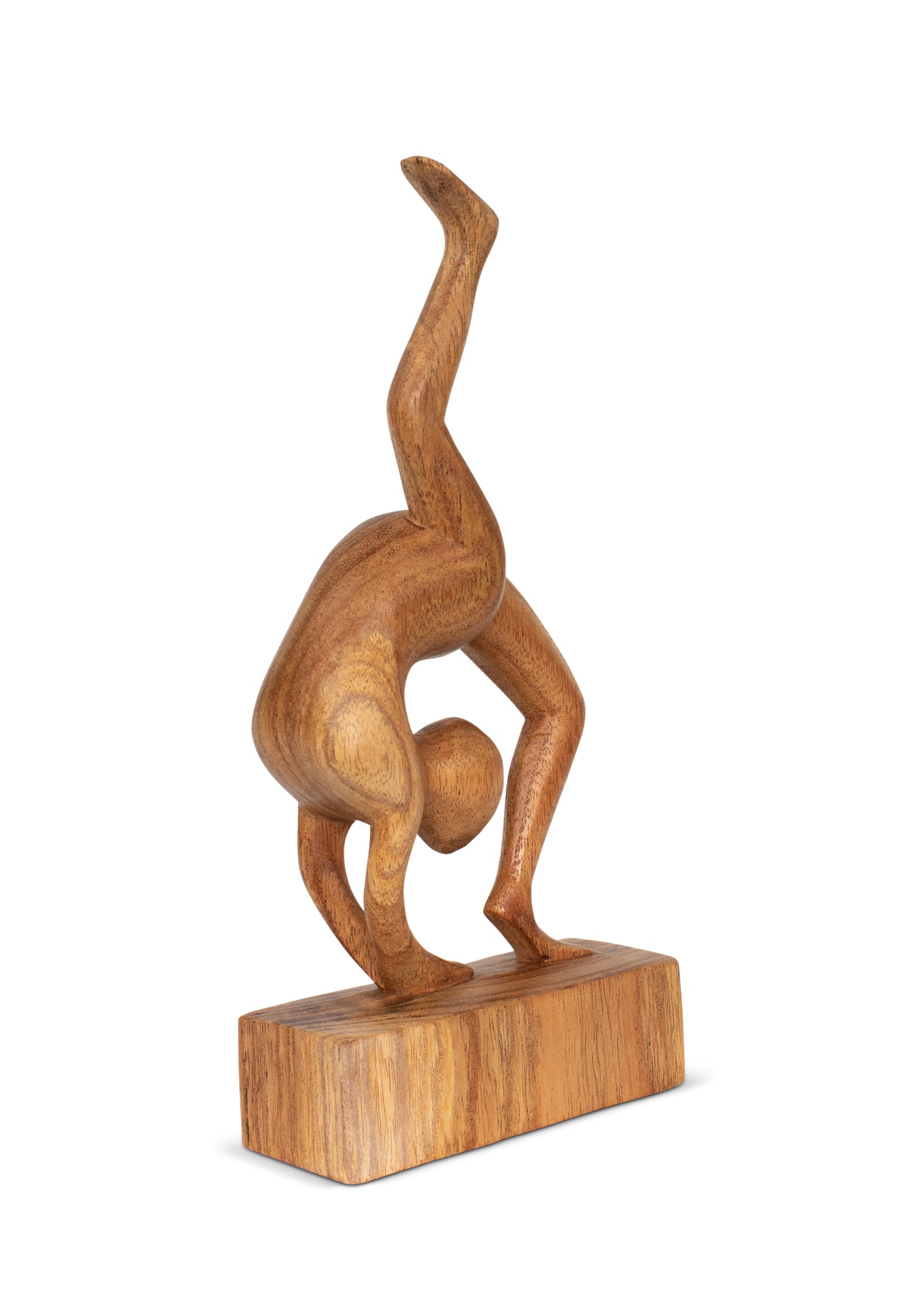10" Wooden Handmade Mini Yoga Figurines, Yoga Pose Statue, Yoga Room Studio Decor, Mindful Home Decor Yogi Gift, Decorative Shelf Decor Objects - One-Legged Wheel Pose - Heel Up