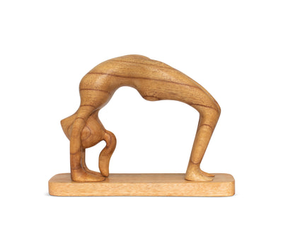 Wooden Handmade Mini Yoga Figurines, Yoga Pose Statue, Yoga Room Studio Decor, Mindful Home Decor Yogi Gift, Decorative Shelf Decor Objects - Wheel Pose