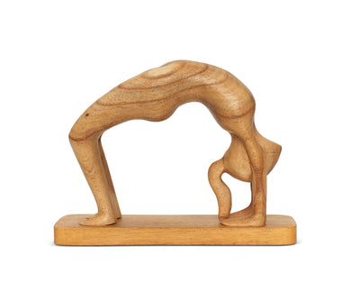 10" Wooden Handmade Mini Yoga Figurines, Yoga Pose Statue, Yoga Room Studio Decor, Mindful Home Decor Yogi Gift, Decorative Shelf Decor Objects - Wheel Pose