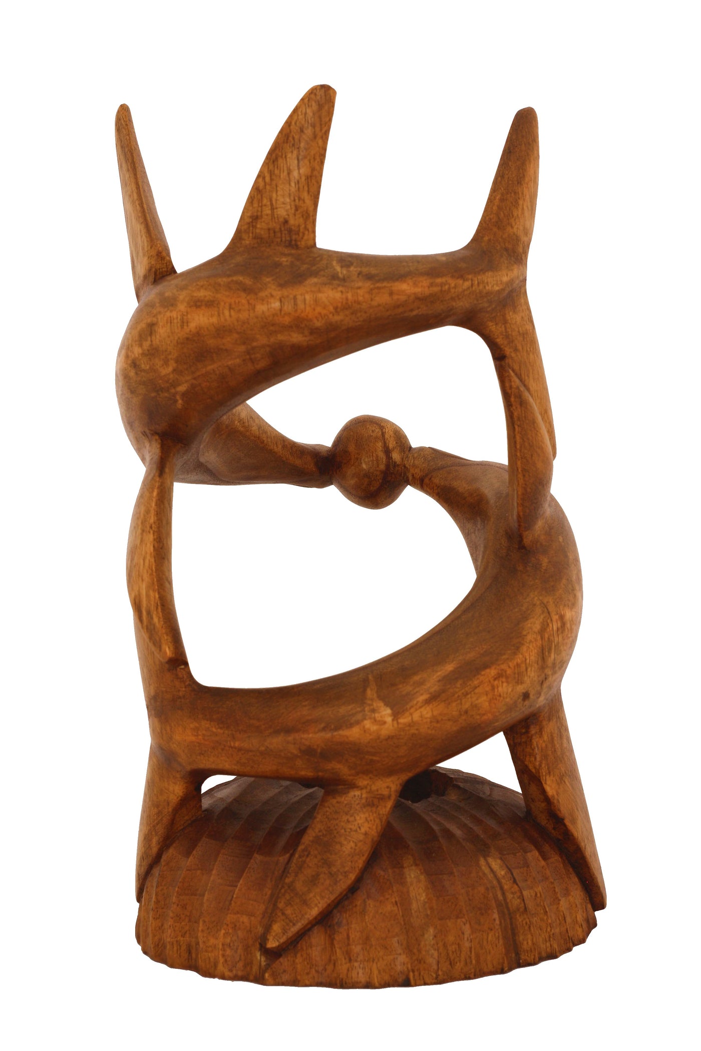 Wooden Handmade Wine Rack Bottle Holder Free Standing Two Dolphins Fish Wood Rustic Hand Carved Home Decor Accent Decoration Gift Bar Art Handcrafted
