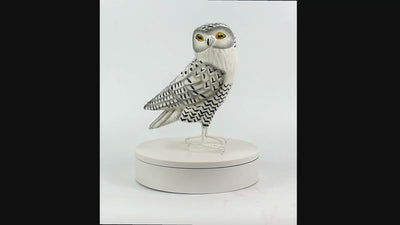 Wood Snowy Owl Figurine – Hand Carved Bird Sculpture, White Owl Wildlife Decor