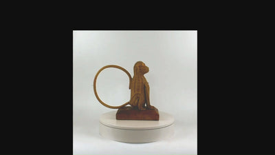 Rattan Monkey Sculpture – Hand Woven Animal Figurine on Wood Stand, Tropical Boho Decor