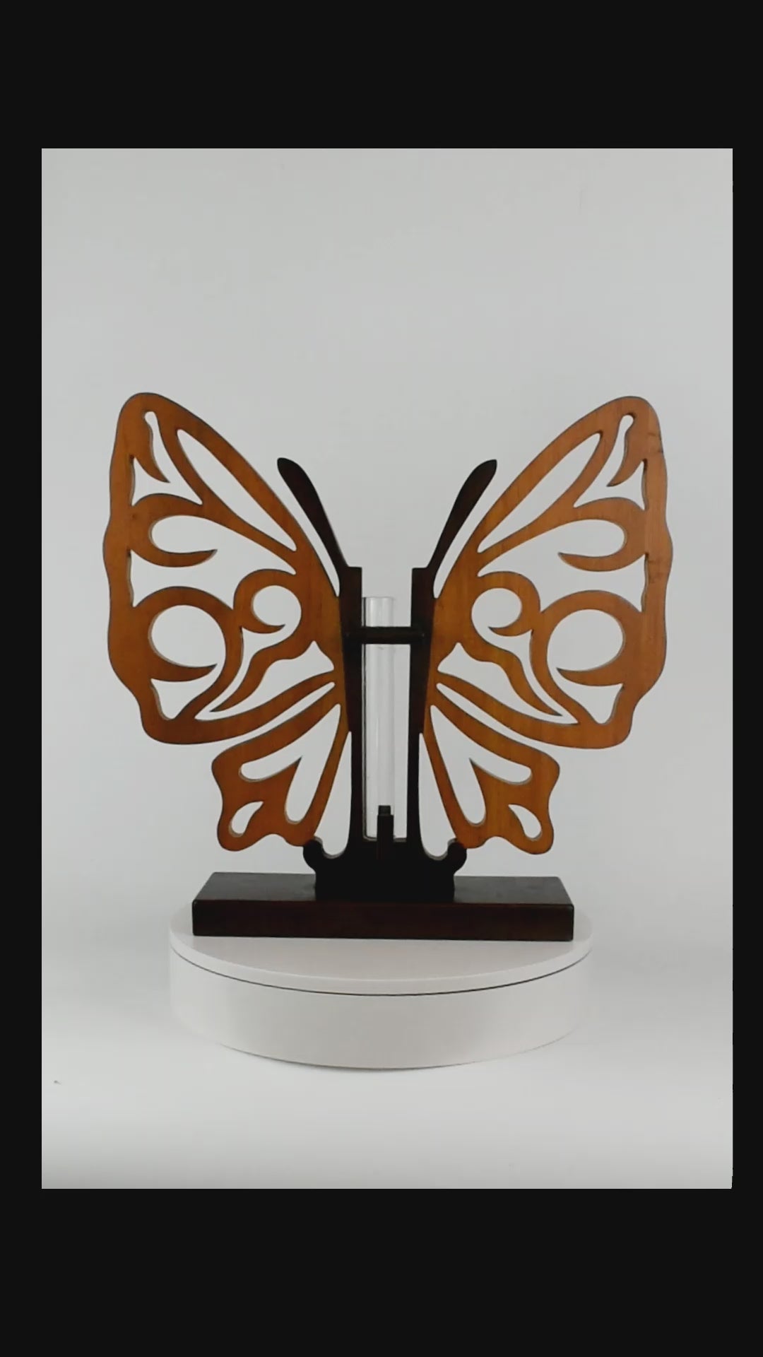 16" Handmade Wooden Butterfly Vase Decor Hand Carved Decorative Accent Handcrafted Art Home Decoration Gift Butterfly