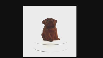 5" Wooden Hand Carved English Bulldog Figurine Statue Sculpture – Dog Art Home Decor Accent Pet Lover Gift Decorative Animal Sculpture