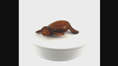 Hand Carved Sea Lion Figurine, Wood Sculpture Coastal Decor, Sitting Seal Statue, Handmade Animal Accent Gift, Nautical Ocean Theme Decoration