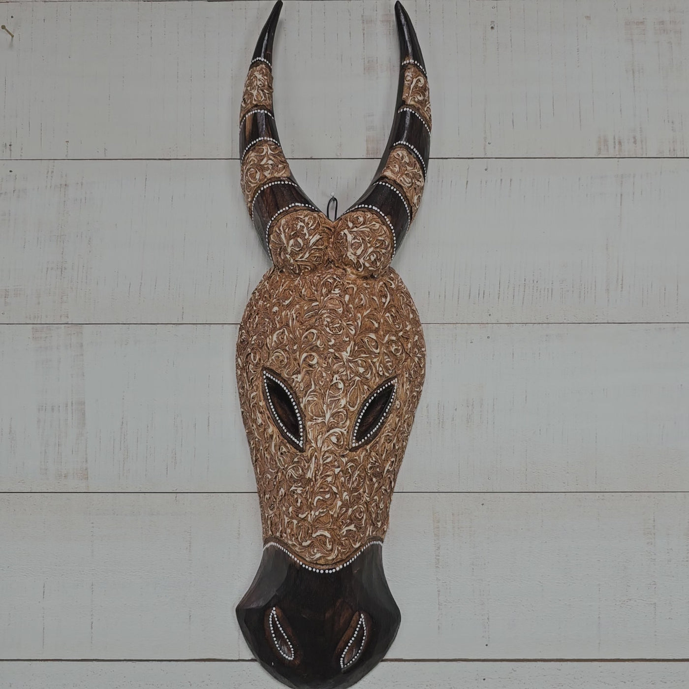 Wood Buffalo Wall Mask – Hand Carved Tribal Art, Decorative Rustic Animal Wall Decor