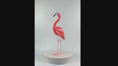 Wood Flamingo Figurine – Hand Carved Tropical Bird Sculpture, Coastal Summer Decor