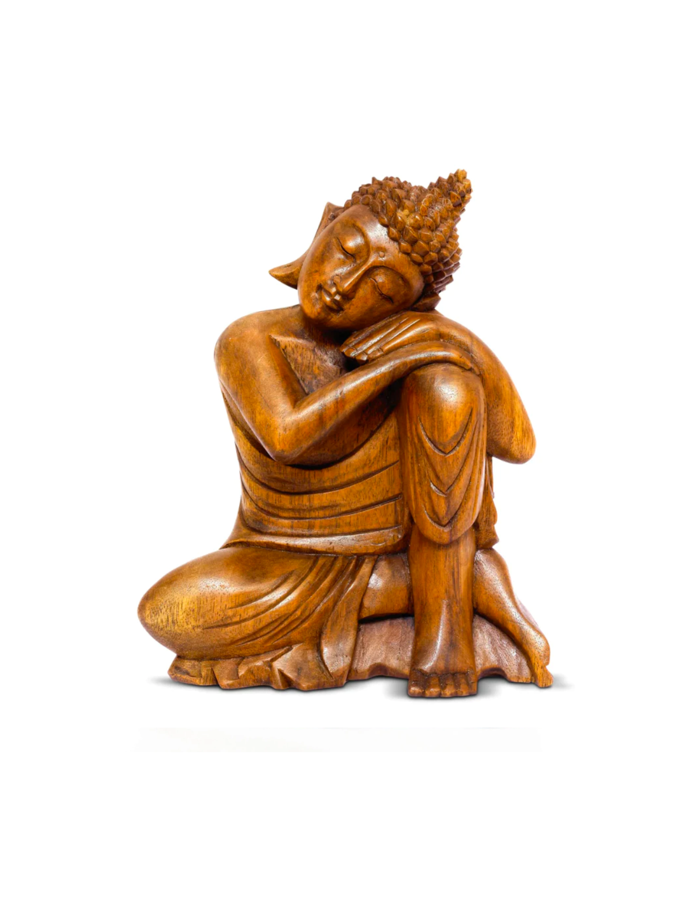 Wooden Serene Sleeping Resting Buddha Statue Hand Carved Figurine Sculpture Home Decor 