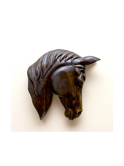 15" Wooden Hand Carved Black Horse Art Wall Hanging Handcrafted Handmade Decorative Home Decor Accent Hang Decoration