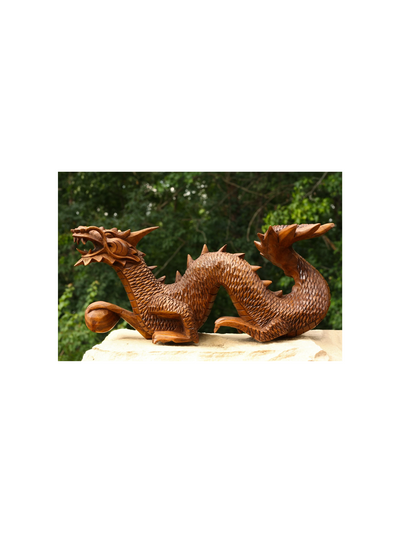 Wooden Crawling Dragon Handmade Sculpture Statue Handcrafted Gift Art Decorative Home Decor Figurine Accent Decoration Artwork Hand Carved