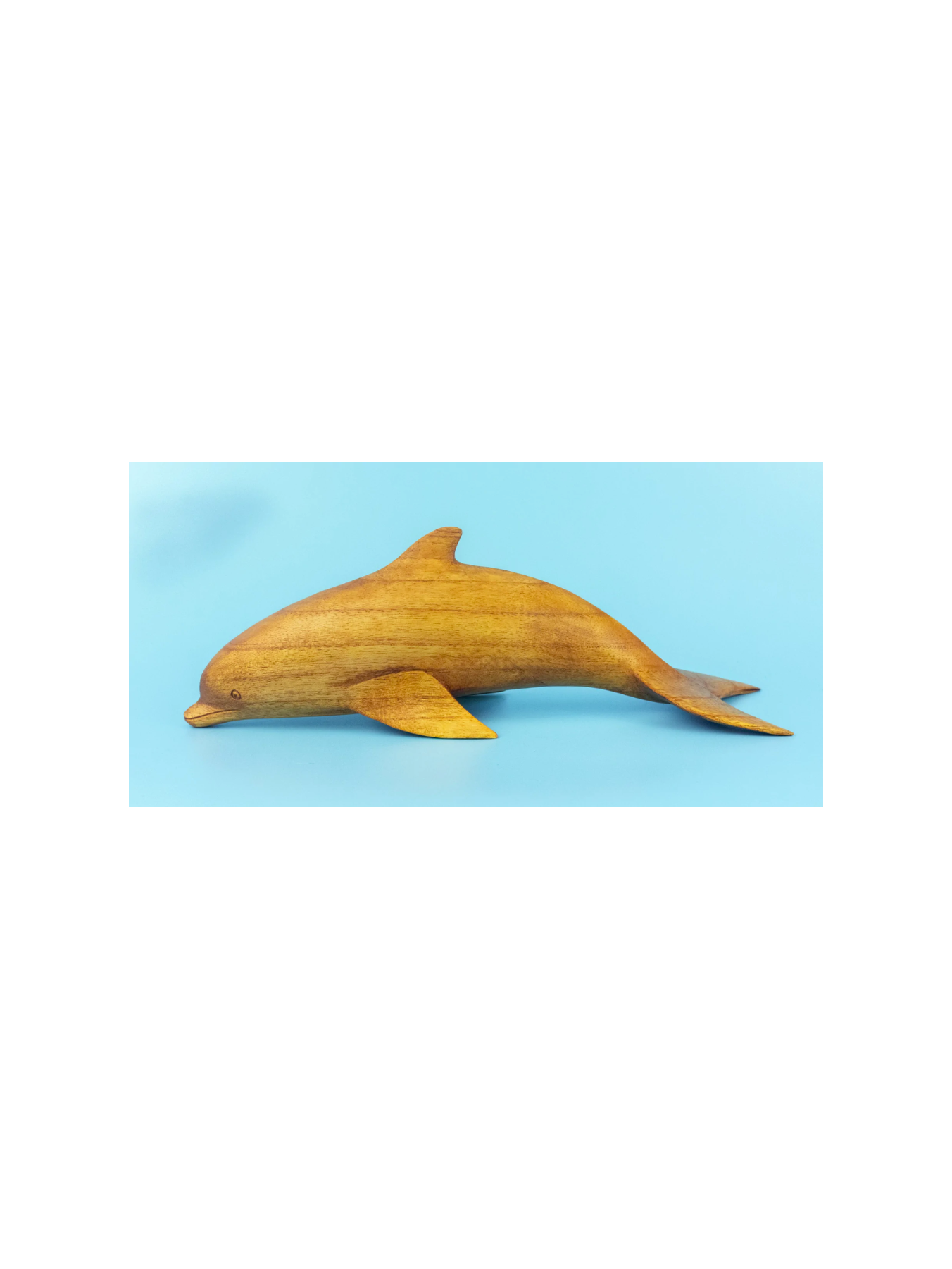 Wooden Hand Carved Dolphin Statue Sculpture Wood Decor Accent Fish Figurine Handmade Seaside Tropical Nautical Ocean Coastal Swimming Diving Dolphin