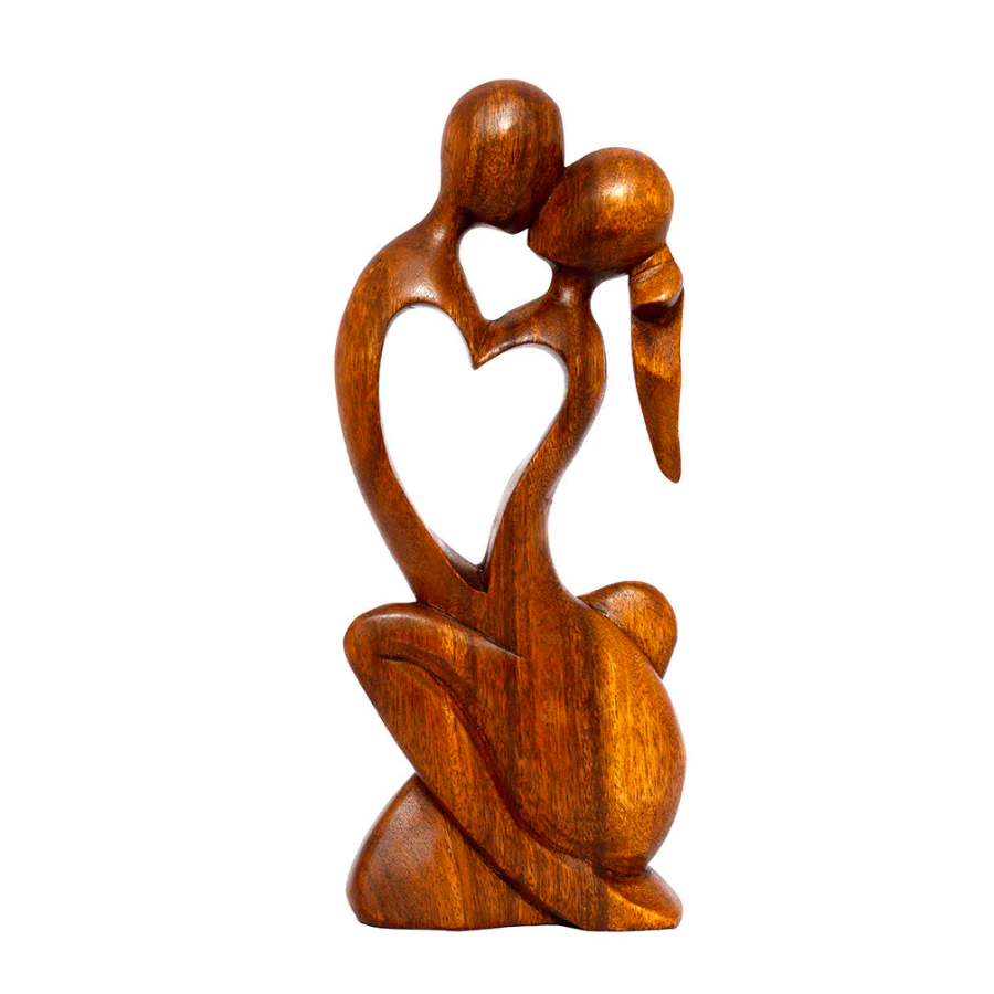 12" Wooden Handmade Abstract Sculpture Statue Handcrafted "Endless Love" Gift Decorative Home Decor Figurine Accent Decoration Artwork Hand Carved