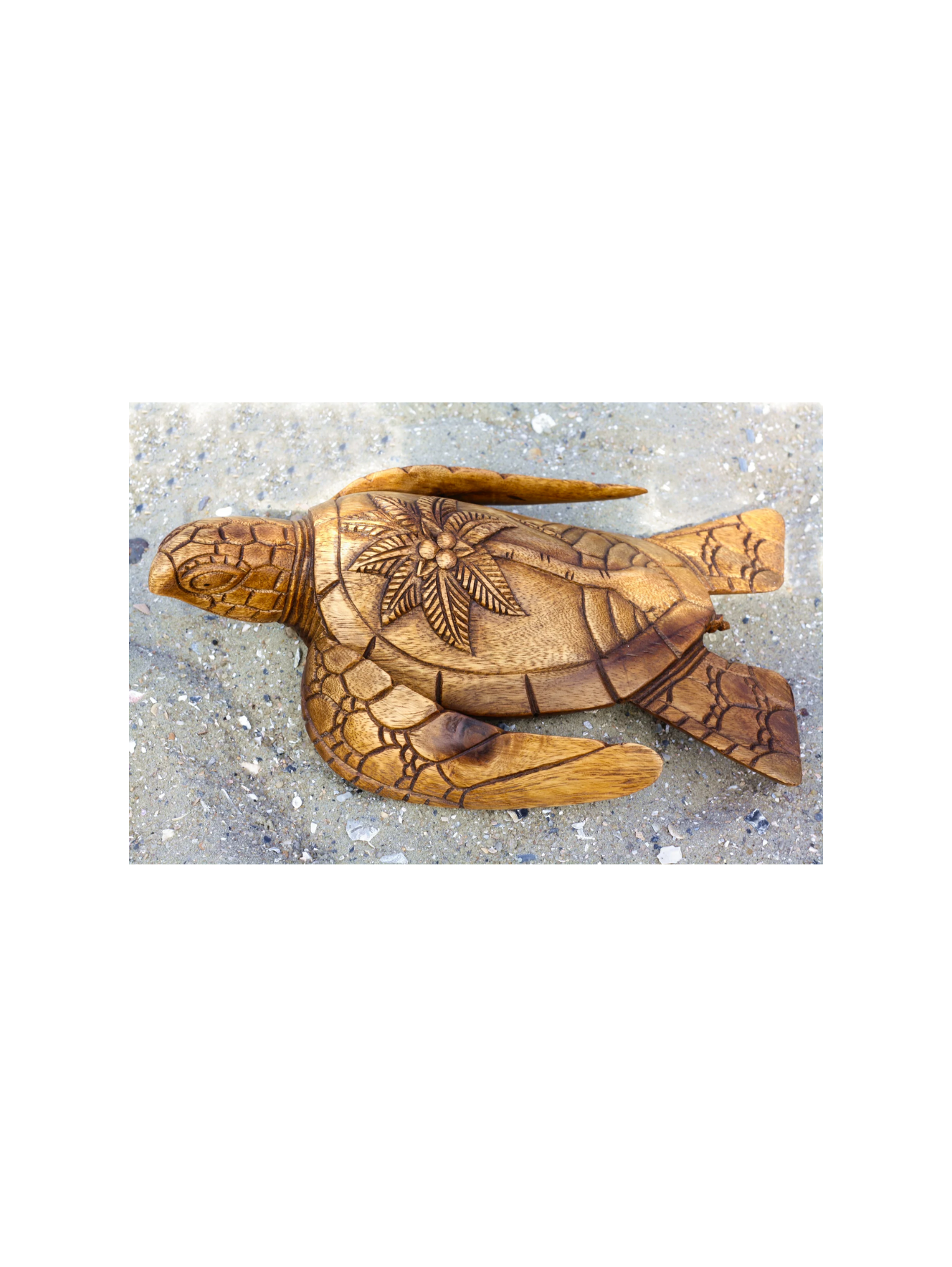 12" Long Wooden Hand Carved Turtle Tortoise Statue Figurine Sculpture Handcrafted Handmade Home Decor Accent Seaside Tropical Nautical Ocean Coastal