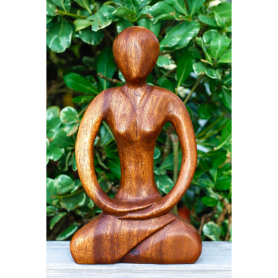 12" Wooden Handmade Abstract Sculpture Statue Handcrafted "Tranquility" Gift Art Decorative Home Decor Figurine Accent Decoration Artwork Hand Carved