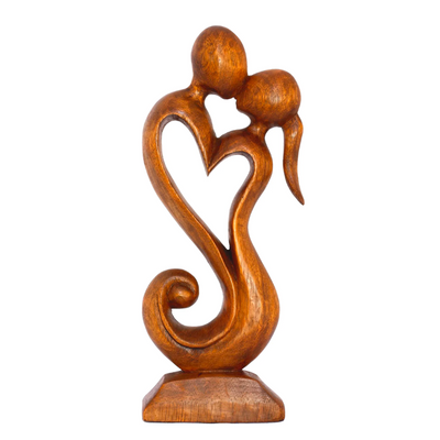 12" Wooden Handmade Abstract Sculpture Statue Handcrafted "Eternal Love" Gift Decorative Home Decor Figurine Accent Decoration Artwork Hand Carved