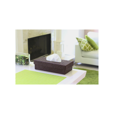 Pandan Dark Brown Woven Tissue Napkin Box Cover Holder Rectangle Handmade Home Decor