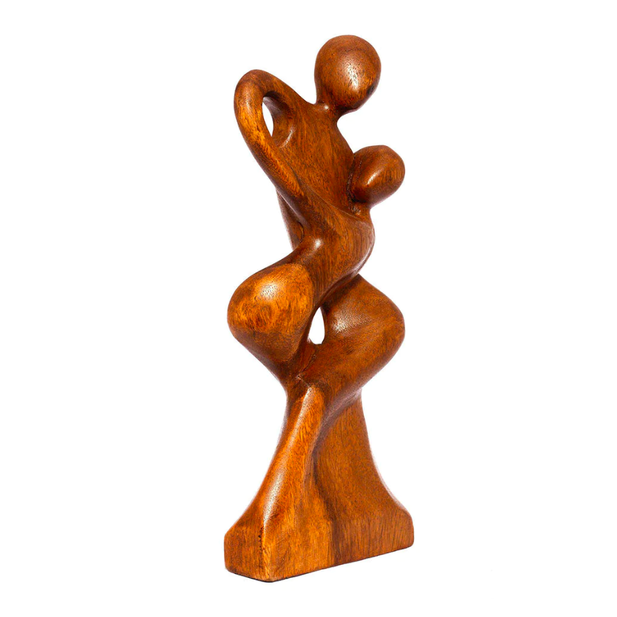 12" Wooden Handmade Abstract Sculpture Statue Handcrafted "Forever Mine" Gift Art Decorative Home Decor Figurine Accent Decoration Artwork Hand Carved