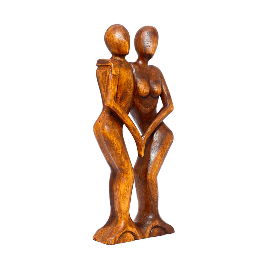 12" Wooden Handmade Abstract Sculpture Statue Handcrafted "Love & Unity" Gift Decorative Home Decor Figurine Accent Decoration Artwork Hand Carved