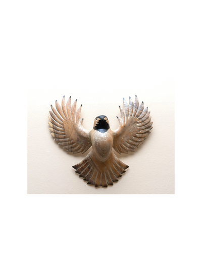 Wooden Hand Carved Starling Bird Wall Sculpture Art Decorative Statue Figurine Home Decor Accent Gift Handcrafted Hanging Decoration Handmade