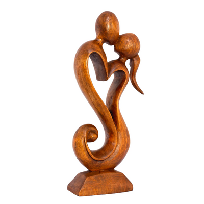 12" Wooden Handmade Abstract Sculpture Statue Handcrafted "Eternal Love" Gift Decorative Home Decor Figurine Accent Decoration Artwork Hand Carved