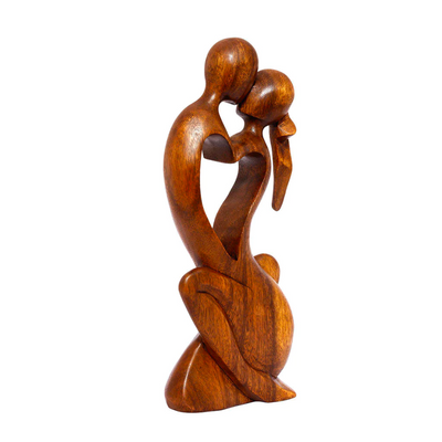 12" Wooden Handmade Abstract Sculpture Statue Handcrafted "Endless Love" Gift Decorative Home Decor Figurine Accent Decoration Artwork Hand Carved