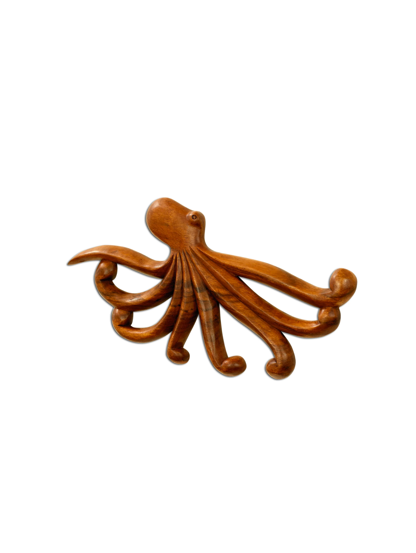 Wooden Octopus Wall Decor Plaque Hanging Sculpture Hand Carved Home Accent Handcrafted Handmade Seaside Tropical Nautical Ocean Coastal Wood