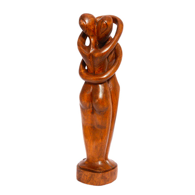 12" Wooden Handmade Abstract Sculpture Statue Handcrafted "Everlasting Love" Gift Art Decorative Home Decor Figurine Accent Decoration Hand Carved