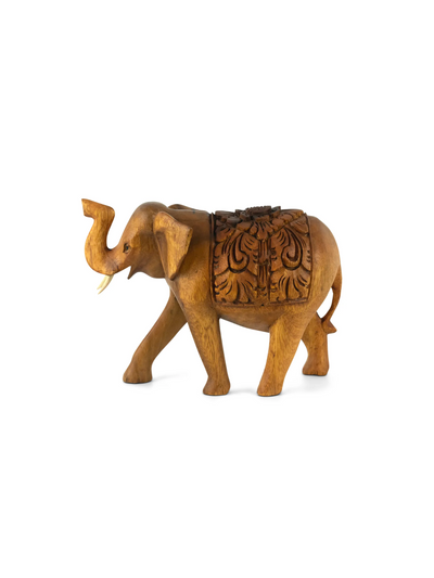 Wooden Hand Carved Thai Elephant Statue Figurine Sculpture Art Decorative Rustic Home Decor Accent Handmade Handcrafted Decoration Wood