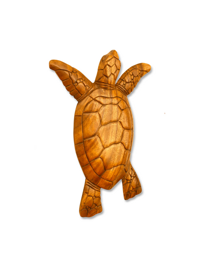 12" Wooden Tortoise Turtle Wall Hanging Home Decor Sculpture Statue Hand Carved Figurine Handcrafted Handmade Seaside Tropical Nautical Ocean Coastal